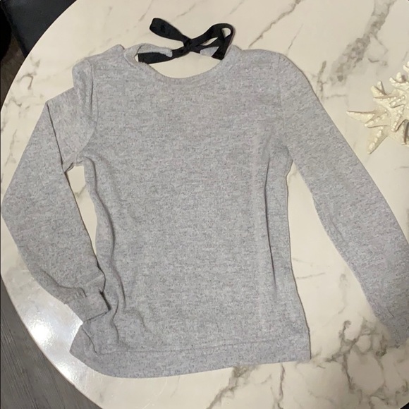 Grey Long Sleeve Shirt With Black Ribbon // SZ S - Picture 2 of 4